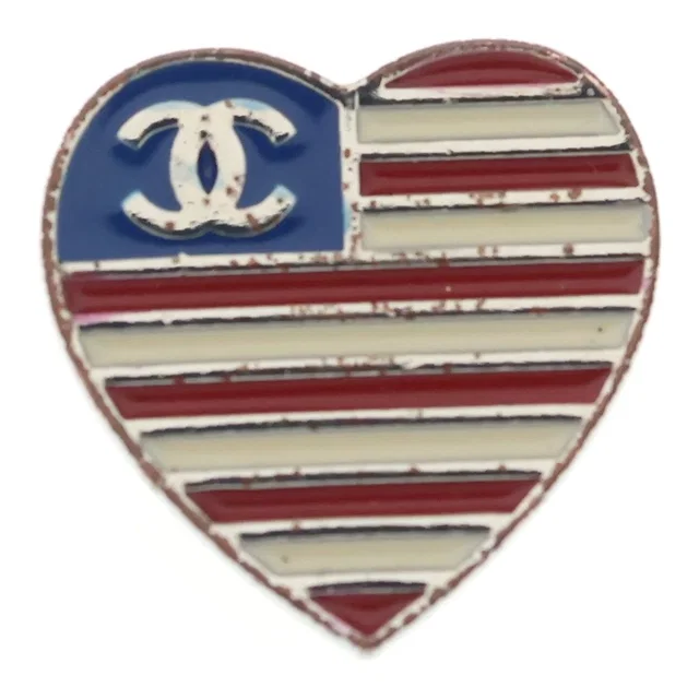 Chanel CC Logo American Heart Pin Brooch National Flag Pattern Multicolor in Multicolor from The Reluxe, photo 1 of 1