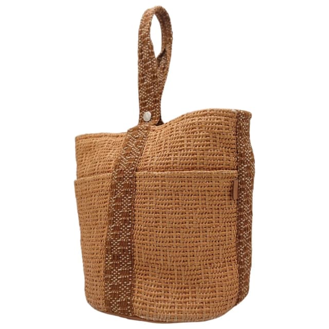 Hermès Tamour MM Basket Cellulose Cotton Brown Bucket Bag in Brown Woven leather from The Reluxe, photo 1 of 1