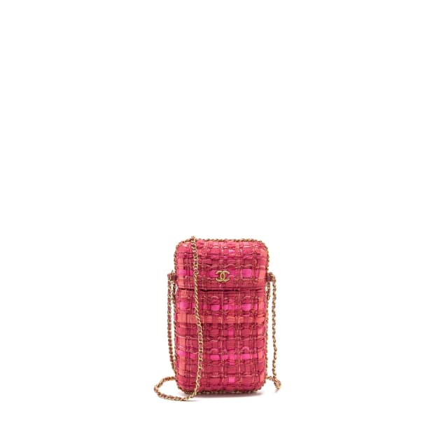 Chanel Vertical Phone Case tweed pink GHW in Pink Tweed from EMIER, photo 1 of 1