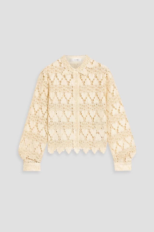 Frame Crocheted-Lace Button-Down Shirt in Ecru, image 1 of 1 from THE OUTNET