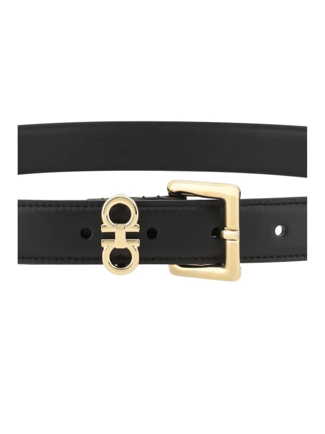 Ferragamo Gancini Belt — Black Calf Leather in Black Calfskin from HEWI, photo 1 of 1