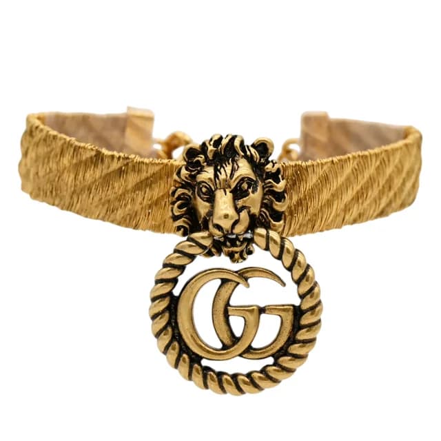 Gucci GG Lion Head Bracelet in Woven leather from Clotheshorse Anonymous, photo 1 of 1
