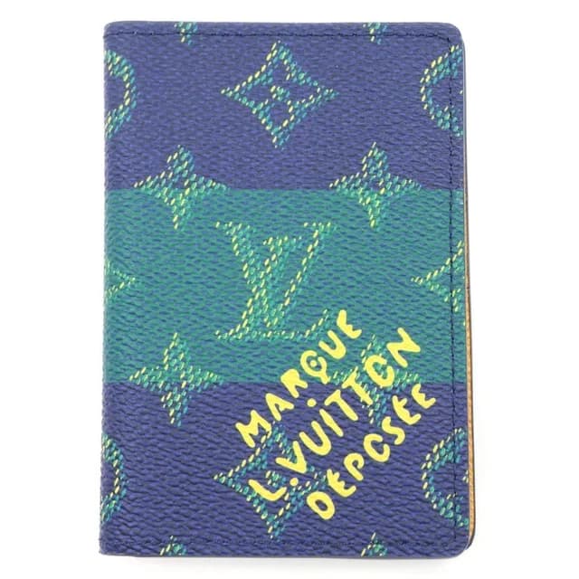 Louis Vuitton Monogram Heritage Card Case Slim Stripe Leather Business Navy in Navy Leather from The Reluxe, photo 1 of 1