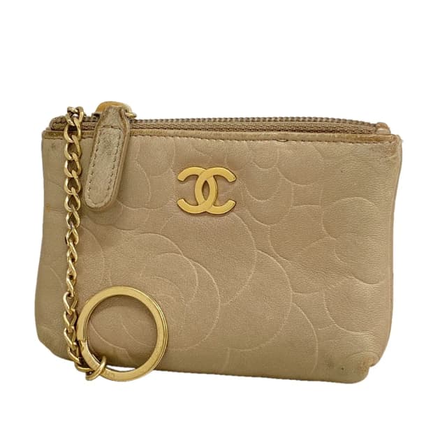 Chanel Coin Purse Camellia Lambskin Beige Gold in Beige Lambskin from The Reluxe, photo 1 of 1
