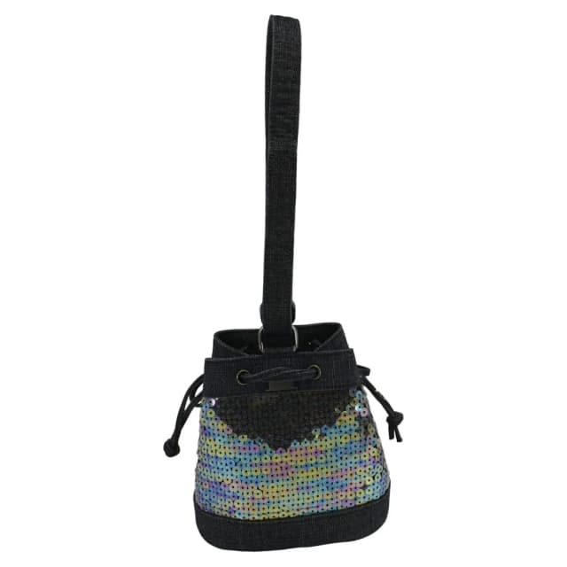 Chanel Sequin Denim Small Drawstring Bucket Bag Blue in Blue Denim from Dallas Designer Handbags, photo 1 of 1