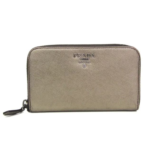 Prada Saffiano Metal Round Zip Wallet 1M1157 Women's Leather Middle Wallet (bi-fold) Gold in Gold Leather from Elady, photo 1 of 1
