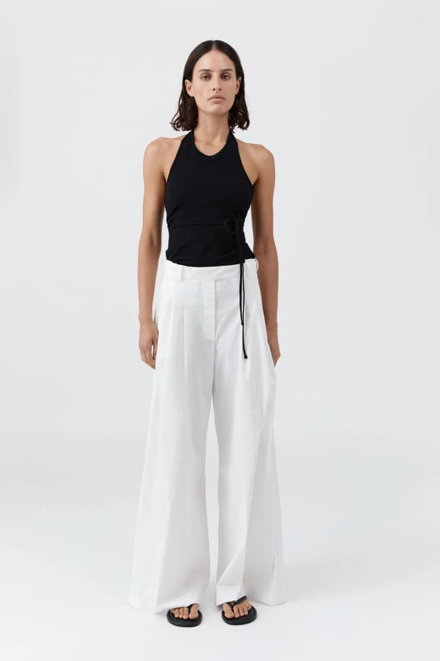 St Agni Soft Jersey Halter Top - Jet Black, image 1 of 1 from St. Agni