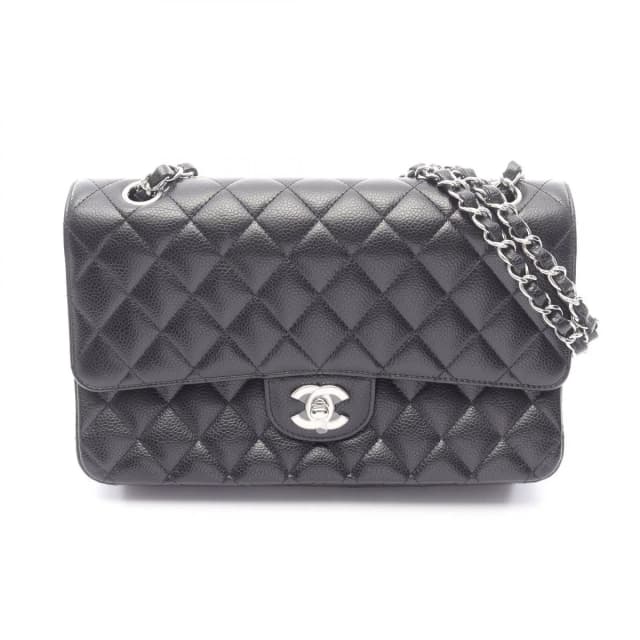 Chanel Shoulder Bag Quilted Double Flap Black Caviar Leather Chain in Black Caviar leather from The Reluxe, photo 1 of 1