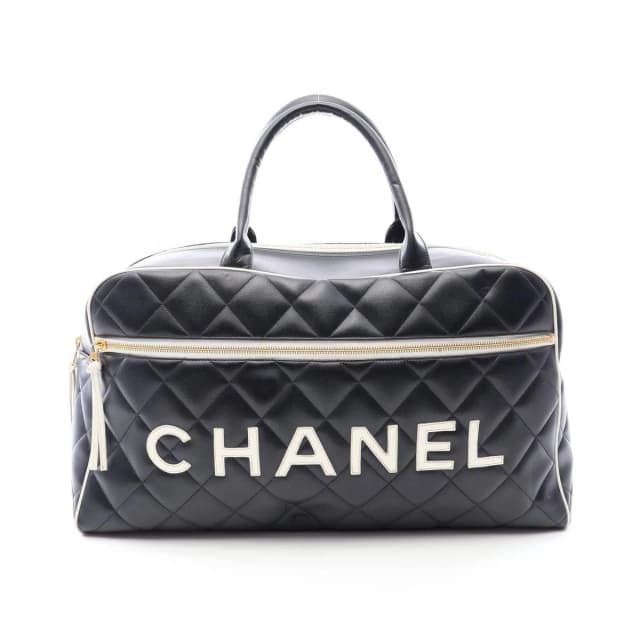 Chanel Boston Bag Quilted Logo Black Leather in Black Leather from The Reluxe, photo 1 of 1