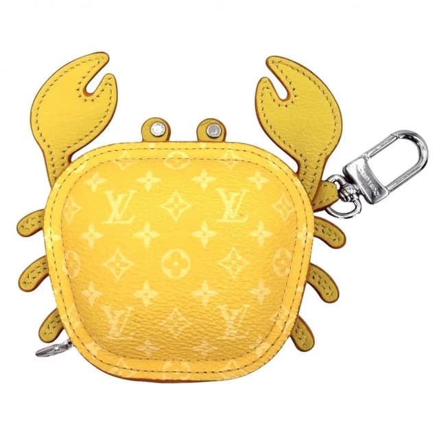 Key Holder Charm LV Crab Pouch Case Monogram Canvas Yellow Silver in Yellow Coated canvas from The Reluxe, photo 1 of 1