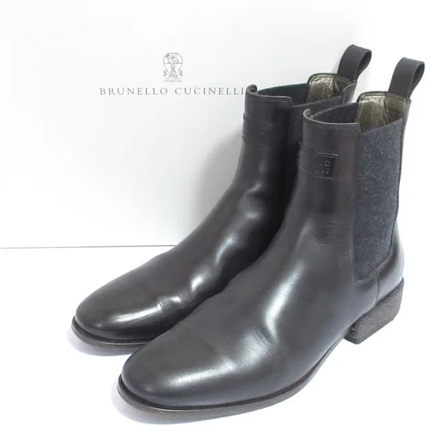 Brunello Cucinelli Lame Heels Wool Side Gore Boots Black 37 in Black Wool from The Reluxe, photo 1 of 1