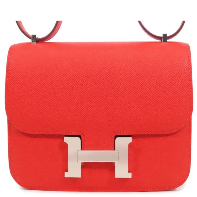 Hermès Constance 3 Mini Rouge Ladue Silver Epsom Miroir Shoulder Bag in Red Epsom leather from The Reluxe, photo 1 of 1
