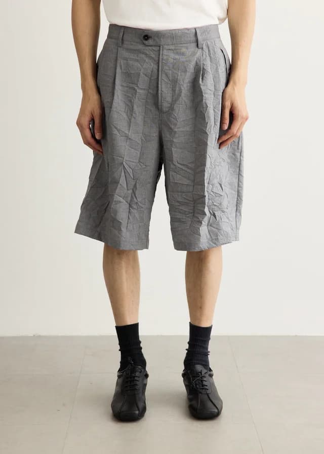 Carter Young Roy Pleated Shorts in Asphalt, image 1 of 1 from Incu