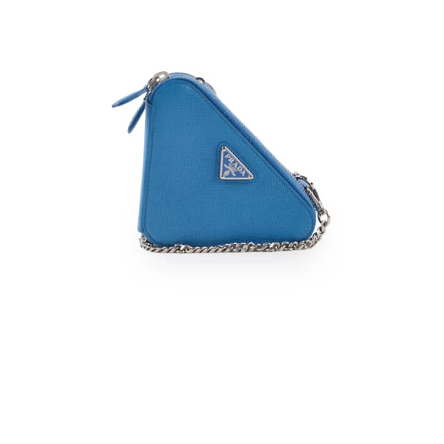 Prada Saffiano Triangle Mini Bag Blue in Blue Saffiano leather from The Purse Affair, photo 1 of 1