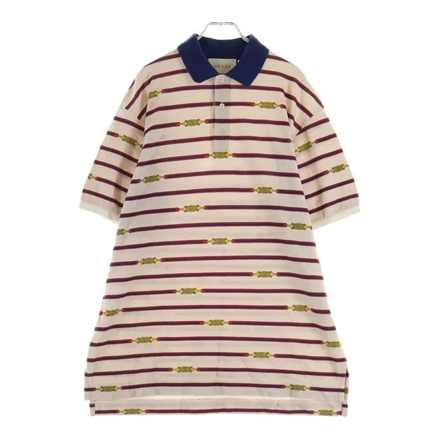 Gucci Polo Shirt Border Short Sleeve Beige in Beige from The Reluxe, photo 1 of 1