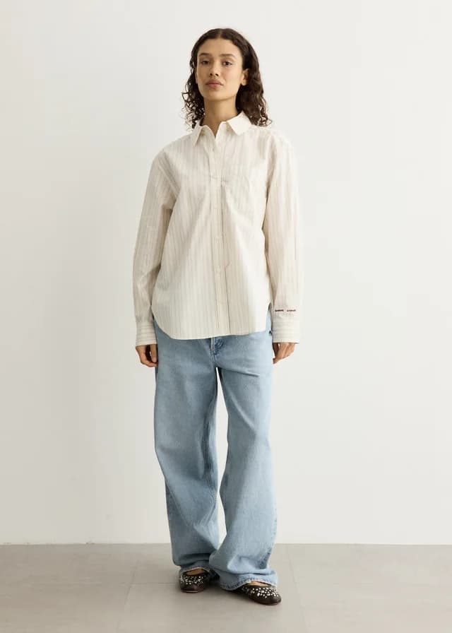 Samsoe Samsoe Salova Pocket Shirt in BONE ST, image 1 of 1 from Incu