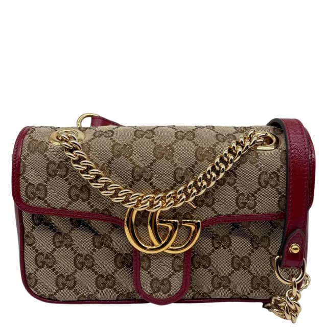 Gucci GG Marmont Mini Canvas Leather Shoulder Bag Beige 446744 in Beige Canvas from Dallas Designer Handbags, photo 1 of 1