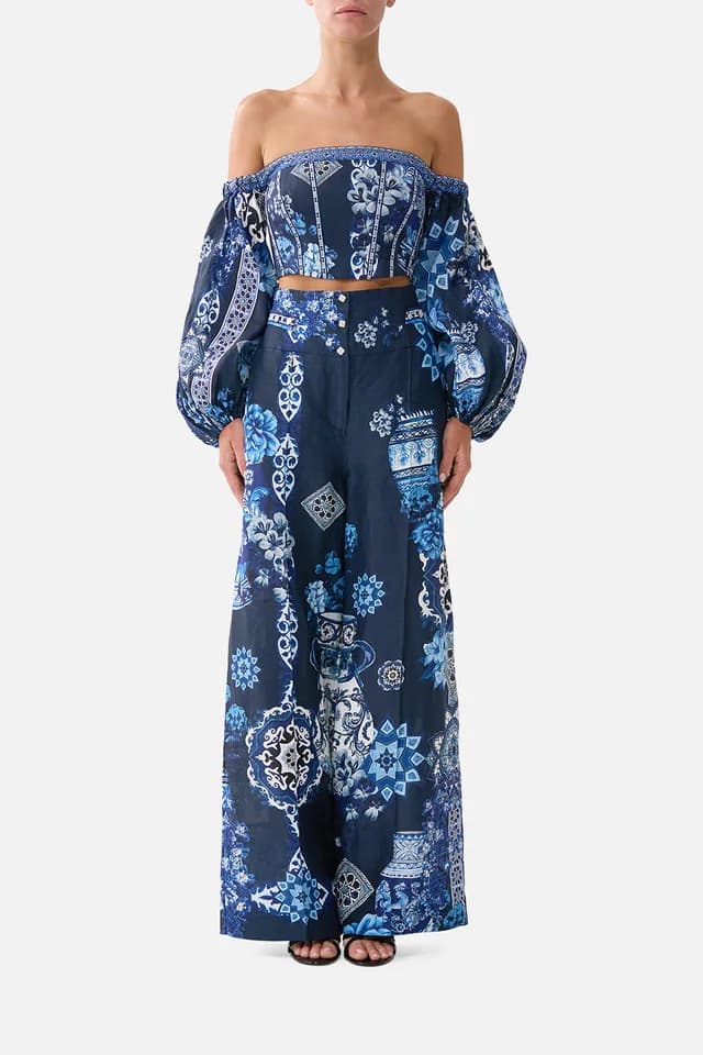 Camilla eBoutique LONG SLEEVED CORSET CROP TOP A TILED WONDERLAND, image 1 of 1 from CAMILLA