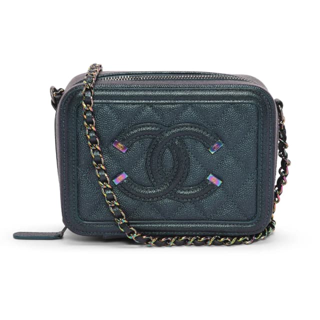 Chanel Iridescent Caviar CC Filigree Vanity with Chain in Dark Turquoise Caviar leather from Blue Spinach, photo 1 of 1