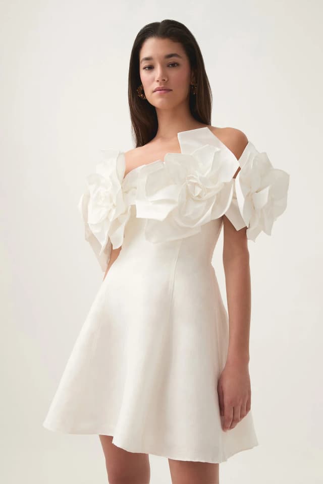 AJE Etta Mini Dress in IVORY, image 1 of 1 from Aje