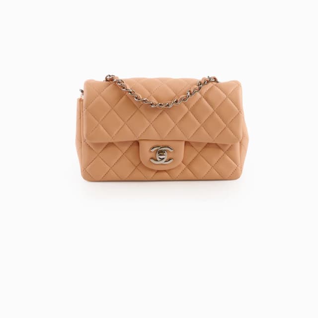 Chanel Rectangle Mini Peach Lambskin SHW 29 series in Lambskin from The Purse Affair, photo 1 of 1