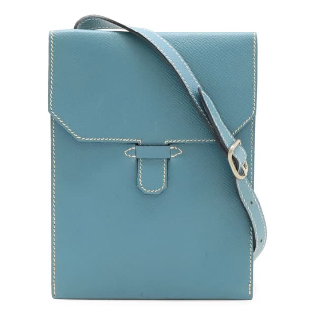 Hermès Shoulder Bag Pochette Crossbody Courchevel Leather Blue Jean in Blue Leather from The Reluxe, photo 1 of 1