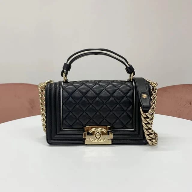 Chanel Boy 20 Quilted Lambskin Gunmetal Shoulder Bag in Lambskin from The Reluxe, photo 1 of 1