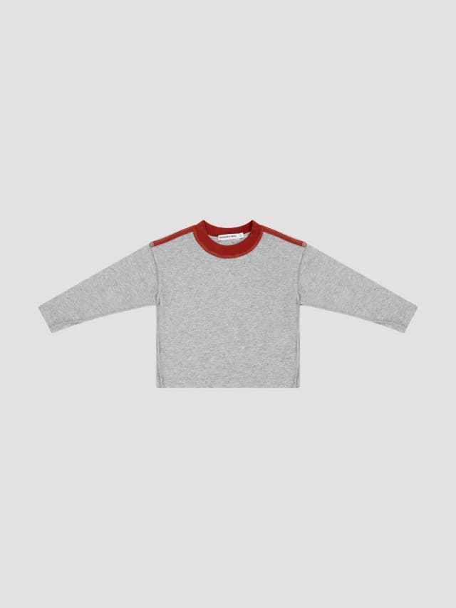 Bassike Mini Boxy Contrast Long Sleeve T-Shirt, image 1 of 1 from bassike