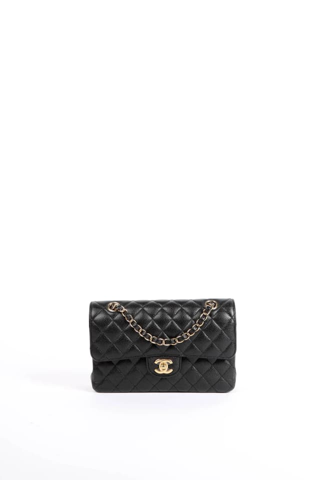 2021 Chanel Black Caviar Leather Small Classic Double Flap Shoulder Bag in Black Caviar leather from Break Archive, photo 1 of 1