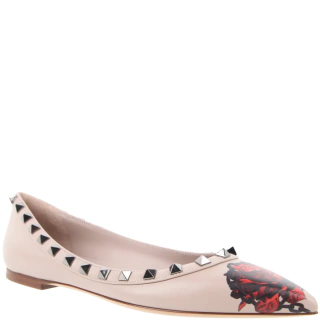 VALENTINO GARAVANI Undercover x Rockstud Ballerina Nappa Rose Print, Poudre, image 1 of 1 from Cultstatus