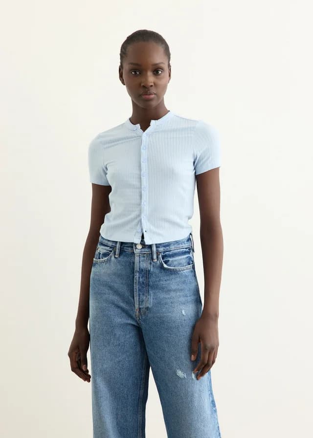 Incu Collection Antigone Button Up Top in BABY BLUE, image 1 of 1 from Incu
