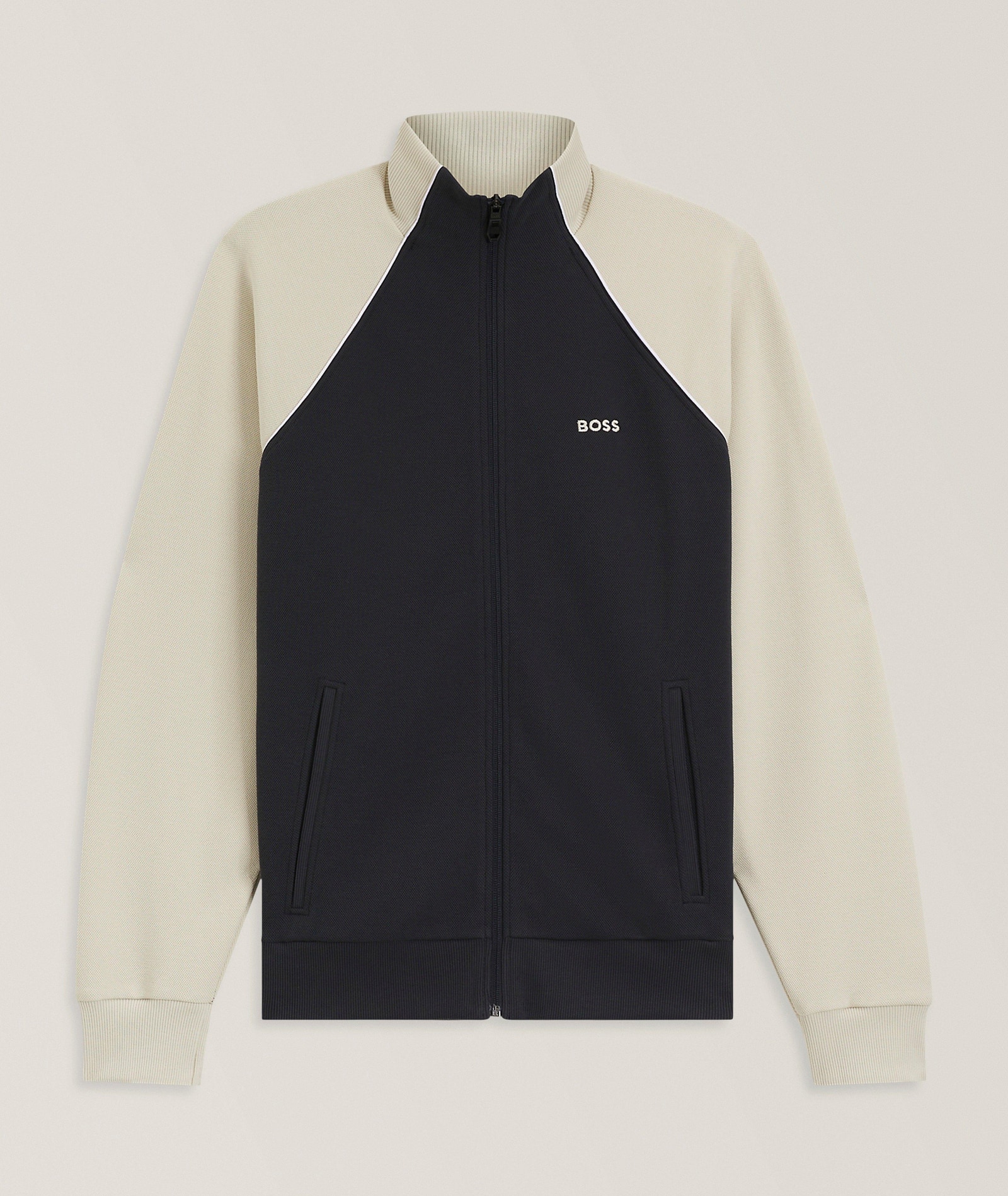 BOSS Skaz Colourblock Cotton-Blend Sweatshirt in Blue 53% cotton, 44% polyester, 3% elastane, image 1 of 1 from Harry Rosen
