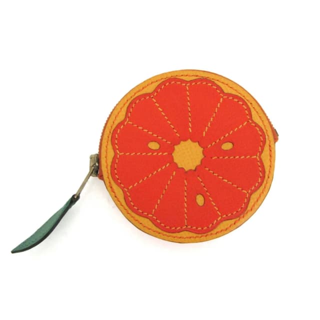 Hermès Tutti Fruitti Orange Slice Coin Purse in Orange Leather from Blue Spinach, photo 1 of 1