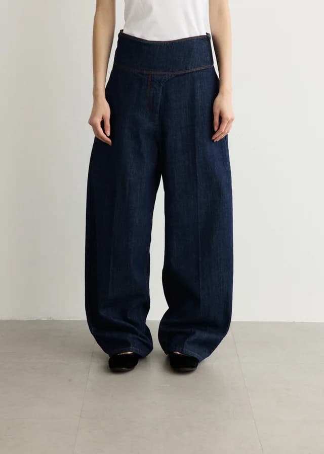 AMI PARIS Wrapped Belted Balloon Fit Jeans in INDIGO, image 1 of 1 from Incu