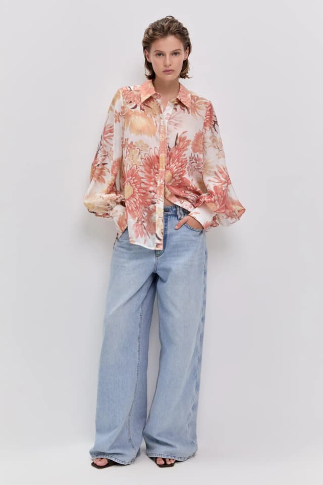 AJE Colide Shirt in RUST NATIVE FLORAL, image 1 of 1 from Aje