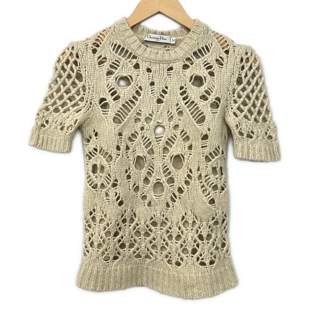 Dior Short Sleeve Sweater I 40 Light Beige with Inner in Beige from The Reluxe, photo 1 of 1