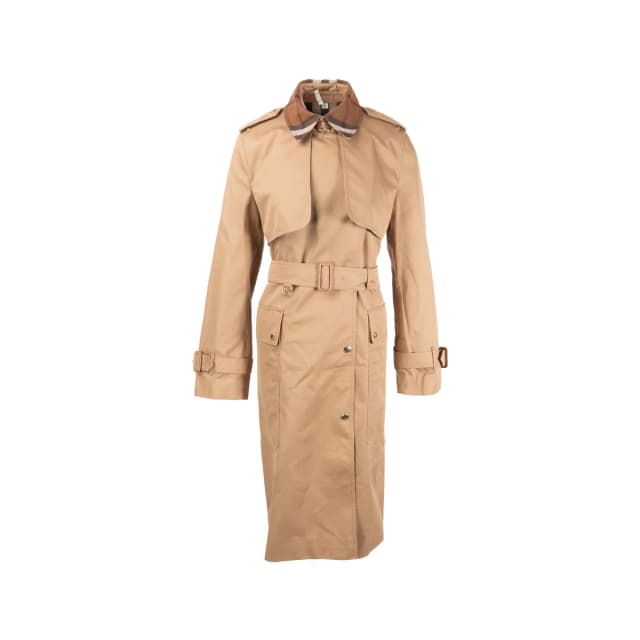 Burberry Size UK 10 Sandridge Long Trench Coat with Belt Cotton Dark Beige/Camel in Brown from EMIER, photo 1 of 1