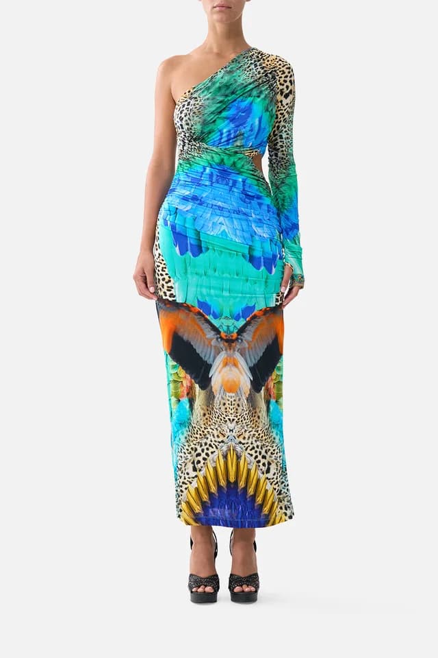 Camilla eBoutique ONE SHOULDER JERSEY CUT OUT DRESS JUNGLE FLIGHT, image 1 of 1 from CAMILLA