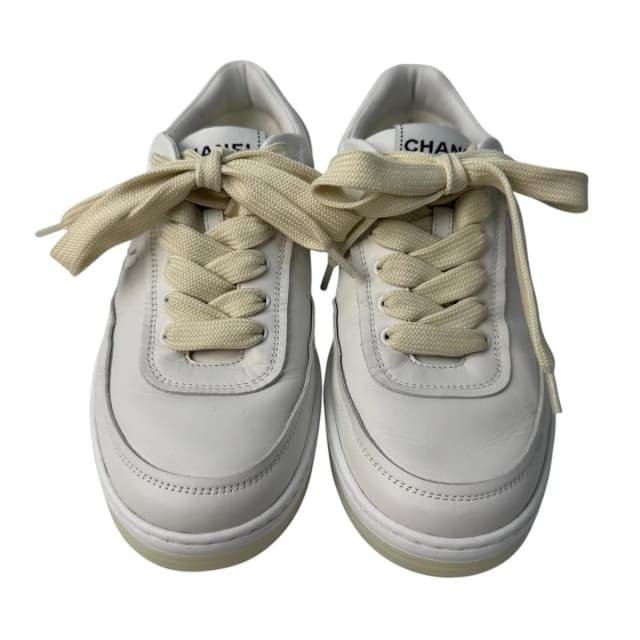 Chanel CC Logo Leather Sneakers in Leather from The Reluxe, photo 1 of 1