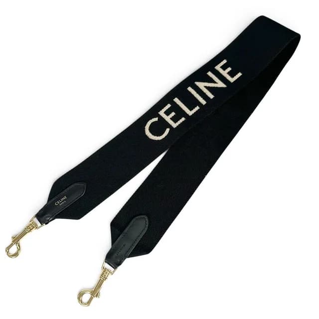 Celine ) Current Model Canvas and Leather Jacquard Short Strap Shoulder Black Gold Made in Italy… in Black/Gold Canvas, Leather from Elady, photo 1 of 1