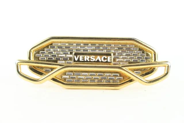 Versace Gold Brass Double Ring Name Plate Knuckles in Gold from Bagriculture, photo 1 of 1