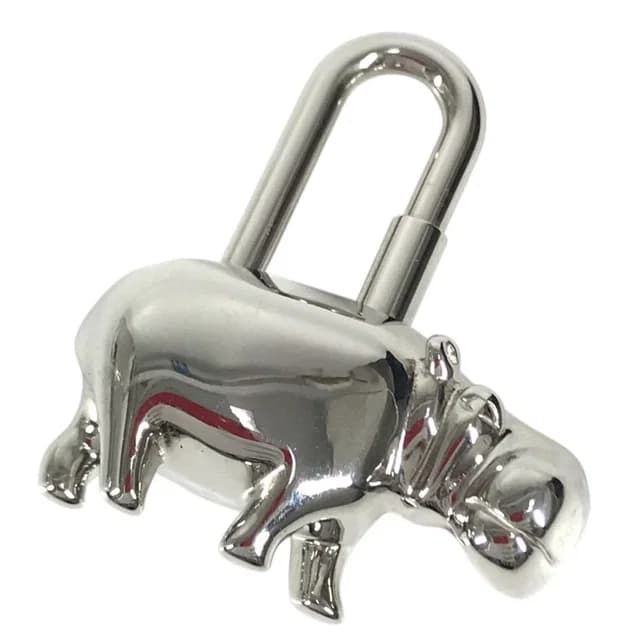 Hermès Charm Hippopotamus Cabas Metal Silver Keychain in Silver from The Reluxe, photo 1 of 1