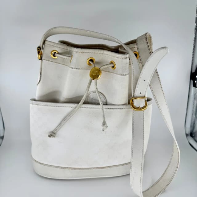 Gucci Vintage White Ophidia Bucket Shoulder Bag in White Canvas from SparklesnDreams, photo 1 of 1