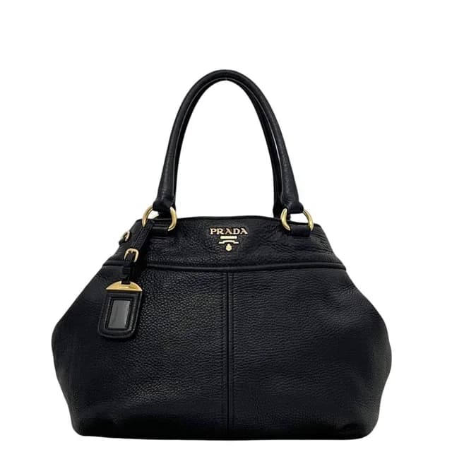 Prada Tote Bag Black Nero Vitello Daino Leather 146 B Shoulder Logo in Black Leather from The Reluxe, photo 1 of 1
