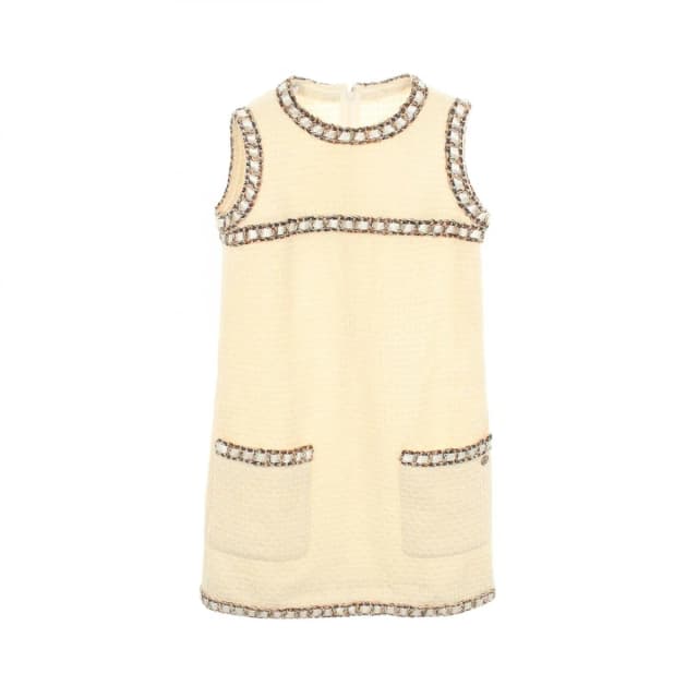 Chanel Dress Sleeveless Tweed Mini White Wool in White Tweed from The Reluxe, photo 1 of 1