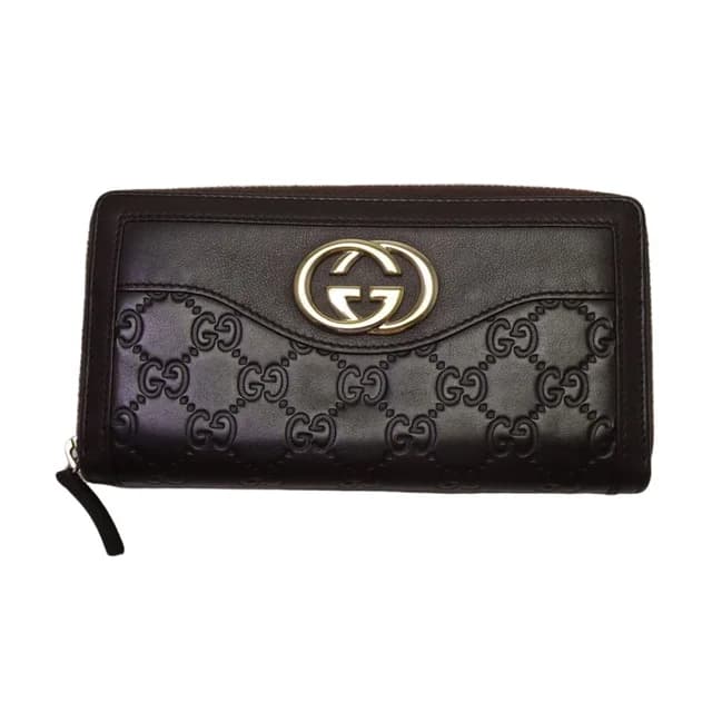 Gucci Guccissima Interlocking Zip Around Wallet in Leather from The Reluxe, photo 1 of 1