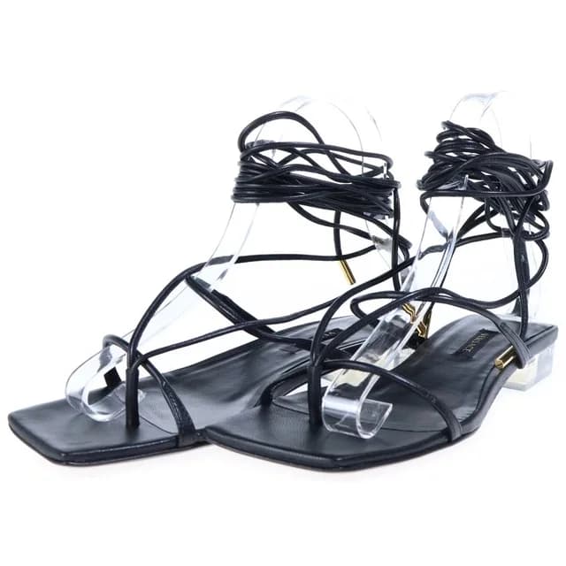 Versace Lace-up Sandals Leather Black in Black Leather from The Reluxe, photo 1 of 1