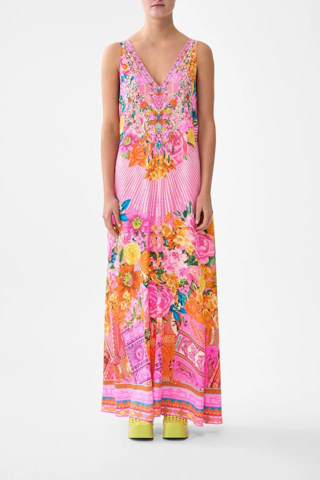 Camilla eBoutique V-NECK FLARED JUMPSUIT ILLUSTRATION NATION, image 1 of 1 from CAMILLA