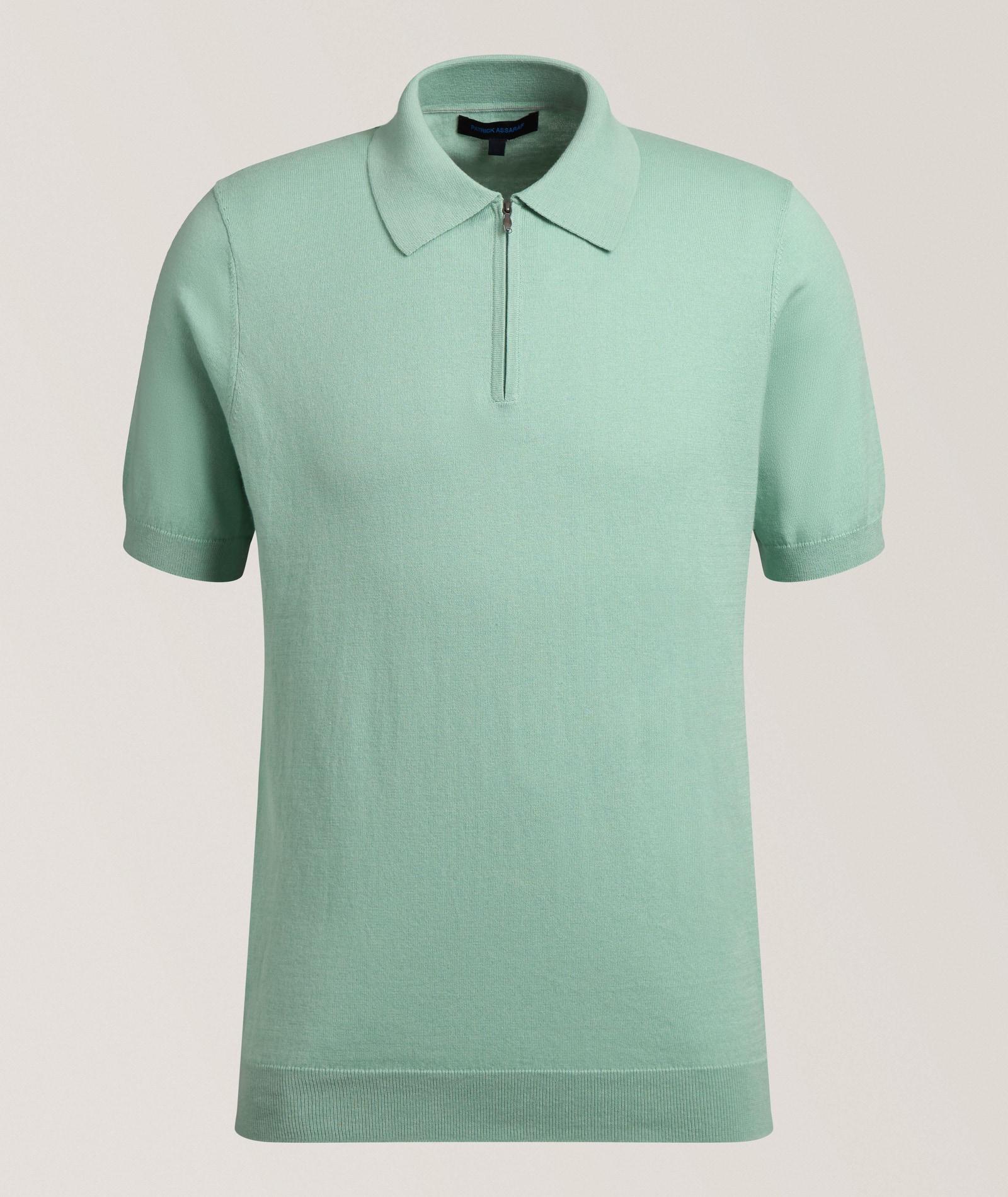 Patrick Assaraf Cotton-Blend Quarter-Zip Polo in Green Cotton & Cotton Blends, image 1 of 1 from Harry Rosen