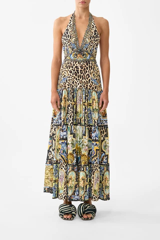 Camilla eBoutique HALTER JERSEY DRESS WITH TIERED SKIRT SEVILLIAN STYLE, image 1 of 1 from CAMILLA